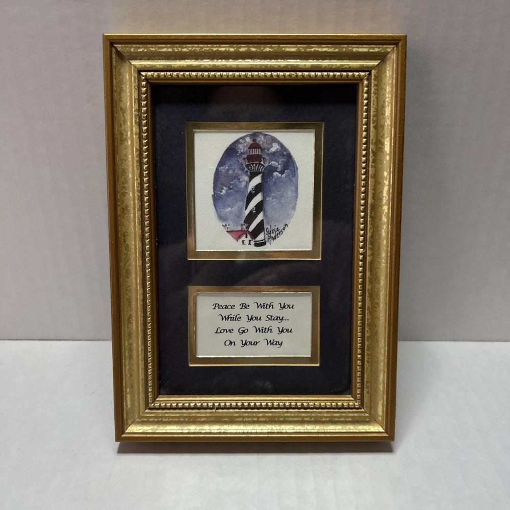 St. Augustine Lighthouse‎ Sylvia Anderson, Matted, & Framed ~7x5in